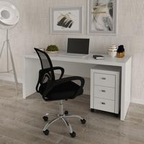 Conjunto 2 Peças com Escrivaninha ME4109 e Gaveteiro ME4108 163cm Branco Conjunto 2 Peças com Escrivaninha ME4109 e Gaveteiro ME4108 163cm Branco