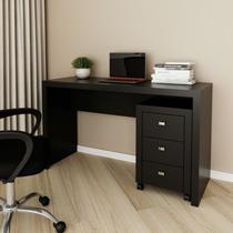 Conjunto 2 Peças com Escrivaninha Mesa Escritório ME4135 e Gaveteiro ME4108 127cm Preto