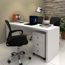 Conjunto 2 Peças com Escrivaninha Mesa Escritório ME4185 e Gaveteiro ME4108 180cm Branco Conjunto 2 Peças com Escrivaninha Mesa Escritório ME4185 e Gaveteiro ME4108 180cm Branco