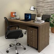 Conjunto 2 Peças com Escrivaninha Mesa Escritório ME4185 e Gaveteiro ME4108 180cm Nogal