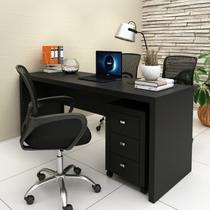 Conjunto 2 Peças com Escrivaninha Mesa Escritório ME4185 e Gaveteiro ME4108 180cm Preto