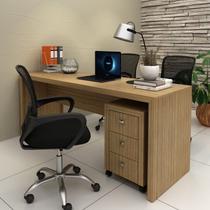 Conjunto 2 Peças com Escrivaninha Mesa Escritório ME4185 e Gaveteiro ME4108 3 Gavetas 180cm Amendoa Conjunto 2 Peças com Escrivaninha Mesa Escritório ME4185 e Gaveteiro ME4108 3 Gavetas 180cm Amendoa