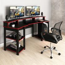 Conjunto 2 Peças com Mesa Gamer ME4167 com Cadeira de Escritório Diretor Tela Mesh Preto Vermelho Conjunto 2 Peças com Mesa Gamer ME4167 com Cadeira de Escritório Diretor Tela Mesh Preto Vermelho