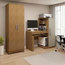 Conjunto 2 Peças com Mesa para Computador Escrivaninha e Armário Multiuso 2 Portas Natal Cinamomo Off White