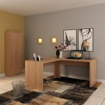 Conjunto 2 Peças com Mesa para Escritório em L e 1 Armário Multiuso Marrom Conjunto 2 Peças com Mesa para Escritório em L e 1 Armário Multiuso Marrom