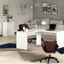 Conjunto 2 Peças com Mesa para Escritório em L e Armário Multiuso Baixo