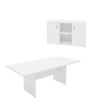Conjunto 2 Peças com Mesa Reunião 6 Lugares e Armário Baixo Credenza Office