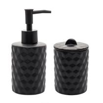 Conjunto 2 peças de Cerâmica P/Banheiro Cube Preto