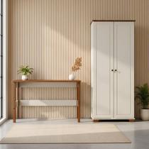 Conjunto 2 Peças Escrivaninha 120cm e Armário Multiuso Madeira Maciça Ananda CabeCasa MadeiraOriginals Off White Mel