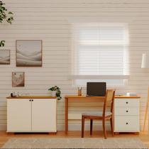 Conjunto 2 Peças Escrivaninha e Armário 2 Portas Pés em Madeira Maciça Ananda CabeCasa MadeiraOriginals Off White Mel Branco/Off-White 100% MDF Conjunto 2 Peças Escrivaninha e Armário 2 Portas Pés em Madeira Maciça Ananda CabeCasa MadeiraOriginals Off White Mel Branco/Off-White 100% MDF