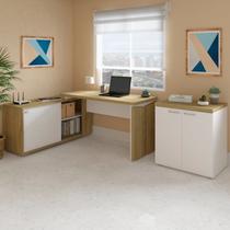 Conjunto 2 Peças Escrivaninha em L Smart e Balcão Multiuso Toq Olmo com Branco Marrom Artany Conjunto 2 Peças Escrivaninha em L Smart e Balcão Multiuso Toq Olmo com Branco Marrom Artany