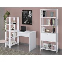 Conjunto 2 Peças Escrivaninha Match e Estante Industrial Branco Conjunto 2 Peças Escrivaninha Match e Estante Industrial Branco