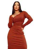 Conjunto 2 Peças Feminino Cropped e Saia Midi Fendas Laterais Ribana Canelada Conjunto 2 Peças Feminino Cropped e Saia Midi Fendas Laterais Ribana Canelada