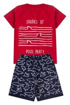 Conjunto 2 Peças Infantil Menino Verão 2025 Sharks Vermelho Kangulu Algodão Premium Conjunto 2 Peças Infantil Menino Verão 2025 Sharks Vermelho Kangulu Algodão Premium