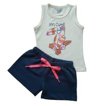 Conjunto 2 Peças Infantis Menina Camiseta e Short Verão