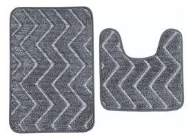 Conjunto 2 Peças Jogo De Tapete Macio ZigZag Banheiro Lavabo Higiene Vaso