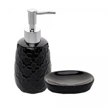 Conjunto 2 Peças para Banheiro de Cerâmica Clover Preto - Wolff