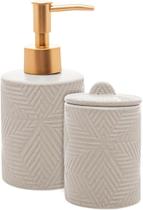 Conjunto 2 Peças para Banheiro de Cerâmica Floco Bege - Wolff Conjunto 2 Peças para Banheiro de Cerâmica Floco Bege - Wolff