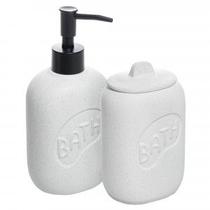 Conjunto 2 Peças para Banheiro de Cerâmica Letters Branco - Lyor Conjunto 2 Peças para Banheiro de Cerâmica Letters Branco - Lyor