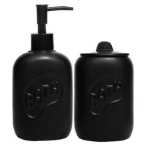 Conjunto 2 Peças para Banheiro de Cerâmica Letters Preto - Lyor