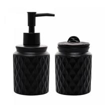 Conjunto 2 peças para banheiro de cerâmica preto Conjunto 2 peças para banheiro de cerâmica preto