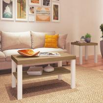 Conjunto 2 Peças Sala de Estar Mesa de Apoio e Mesa de Centro Marrom Up