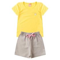 Conjunto 2 Peças Short e Blusa Feminino Infantil Confortável e Estiloso!