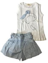 Conjunto 2 Peças (Shorts e Regata) Xadrex Lacinho Passarinho