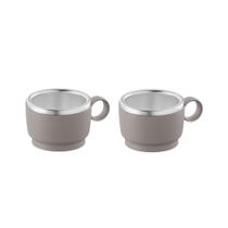 Conjunto 2 peças tramontina 2 xícaras para café empilhavel 80ml alça redonda em aço inox cinza 64760/328 Conjunto 2 peças tramontina 2 xícaras para café empilhavel 80ml alça redonda em aço inox cinza 64760/328