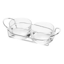 Conjunto 2 Petisqueiras Redondas em Vidro com Suporte 9377 - Mimo Style