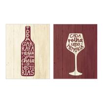 Conjunto 2 Placas Decorativas 20x25 Vinho Adega Canto do Vinho