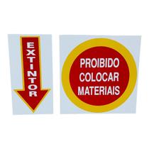 Conjunto 2 placas extintor proibido colocar materiais