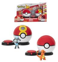 Conjunto 2 Pokébolas de Ataque Surpresa Com 2 Mini Figuras Pokémon - Charmander e Riolu - Sunny