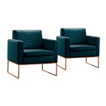 Conjunto - 2 Poltronas Apolo Luxo Base Bronze Castellar