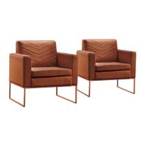 Conjunto - 2 Poltronas Apolo Luxo Base Bronze Castellar