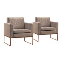 Conjunto - 2 Poltronas Apolo Luxo Base Bronze Castellar