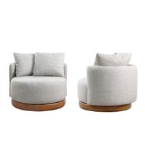 Conjunto 2 Poltronas Base Giratória e Estofada com Almofadas Decorativas Vilani Yescasa Marrom/Cinza Claro Conjunto 2 Poltronas Base Giratória e Estofada com Almofadas Decorativas Vilani Yescasa Marrom/Cinza Claro