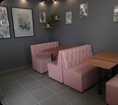 Conjunto 2 poltronas booth com 1 mesa mdf restaurante