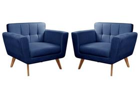 Conjunto 2 Poltronas Bruna Moderna Living Decoração Sala Recepção Escritório