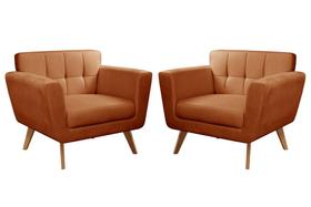 Conjunto 2 Poltronas Bruna Moderna Living Decoração Sala Recepção Escritório