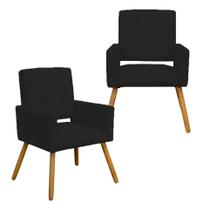 Conjunto 2 Poltronas Cadeira Estofada Decorativa Camila Suede Preto - INCASA DECOR