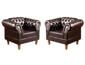 Conjunto 2 Poltronas Chesterfield Dom Pedro Decoração Sala Recepção Retrô