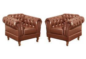 Conjunto 2 Poltronas Chesterfield Dom Pedro Decoração Sala Recepção Retrô