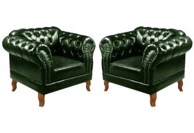 Conjunto 2 Poltronas Chesterfield Dom Pedro Decoração Sala Recepção Retrô