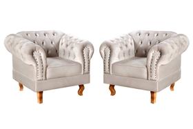 Conjunto 2 Poltronas Chesterfield Dom Pedro Decoração Sala Recepção Retrô
