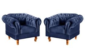 Conjunto 2 Poltronas Chesterfield Dom Pedro Decoração Sala Recepção Retrô