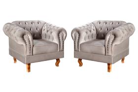 Conjunto 2 Poltronas Chesterfield Dom Pedro Decoração Sala Recepção Retrô