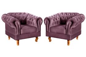 Conjunto 2 Poltronas Chesterfield Dom Pedro Decoração Sala Recepção Retrô