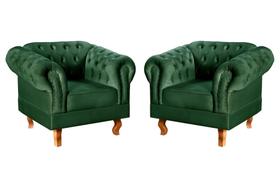 Conjunto 2 Poltronas Chesterfield Dom Pedro Decoração Sala Recepção Retrô Verde Conjunto 2 Poltronas Chesterfield Dom Pedro Decoração Sala Recepção Retrô Verde