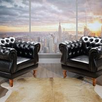 Conjunto 2 Poltronas Chesterfield Duquesa Decoração Sala Recepção Retrô